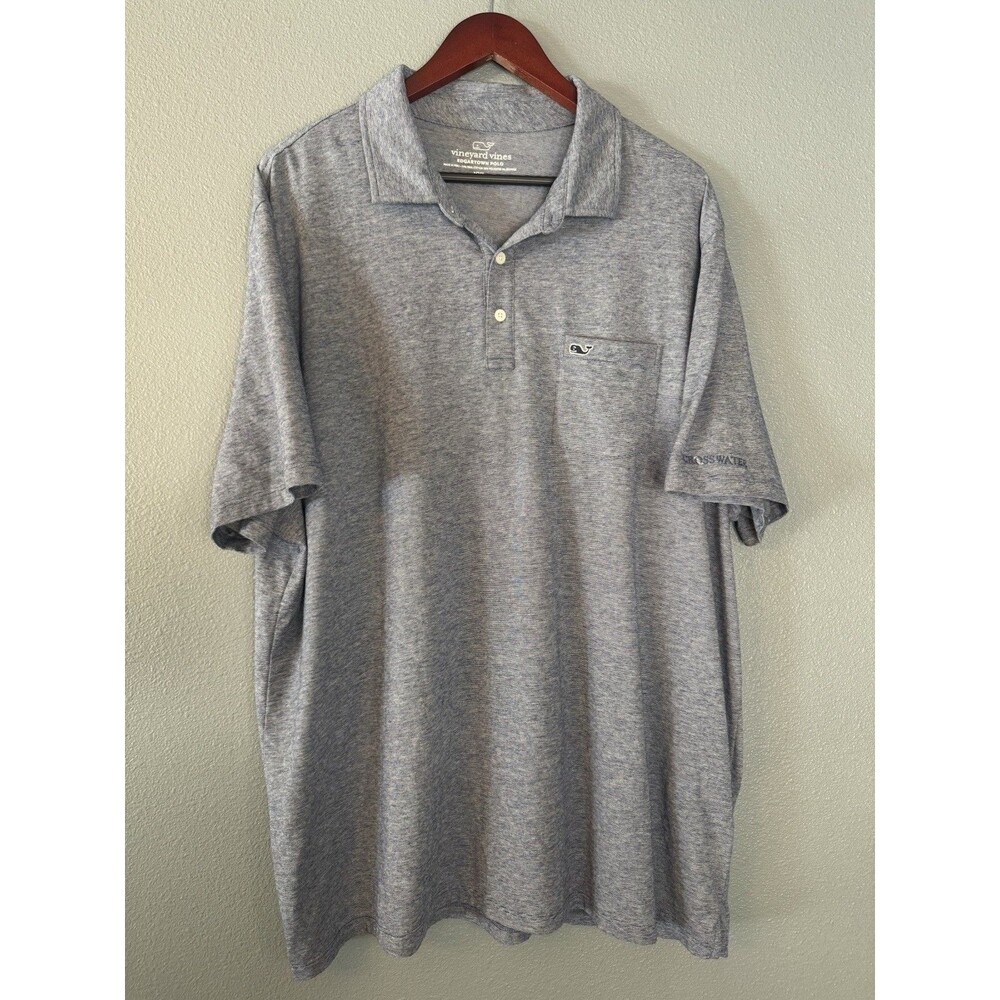 Vineyard Vines Edgartown Polo Shirt Men's XXL Gray Short Sleeve Stretch